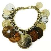 Vintage World Coins Charm Bracelet