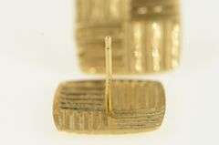 14K Yellow Gold Diamond Cut Woven Square Stud Earrings