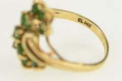 14K Yellow Gold Emerald Cluster Vintage Bypass Ring