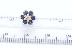14kt Yellow gold sapphire and diamond flower stud earrings