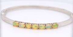 Vintage 925 sterling silver opal bangle bracelet