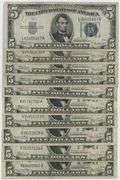 10 Much nicer 1934 Series $5 Blue Seal Silver Certificates