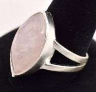 Sterling Silver Rose Quartz and CZ Ring
