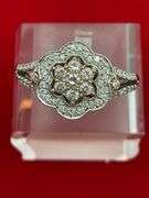 CERTIFIED 14K WHITE GOLD RING WITH WHITE AND PINK DIAMONDS