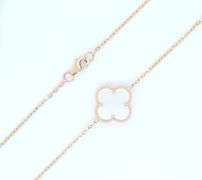 14kt Yellow Gold Mother of Pearl 5 Clover Necklace