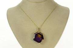 18K Yellow Gold Ornate Hexagonal Ametrine Honey Comb Pendant