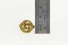 14K Yellow Gold Ornate Diamond 1940's Clover Vintage Ring