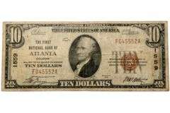 $10 First National Bank of Atlanta 1929 Series National Note