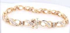 1.55ctw RBC and baguette sideway infinity station link bracelet