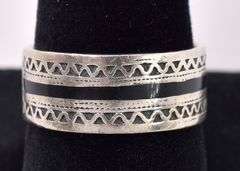 Sterling Silver Men's Black Onyx Inlay Ring