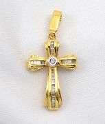 Elegant 18k YG Cross with Diamonds