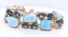 925 Sterling silver wide gemstone bracelet