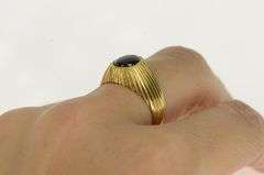 18K Yellow Gold 1960's Grey Cat's Eye Grooved Retro Ring
