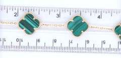 14kt yellow gold malachite five clover bracelet