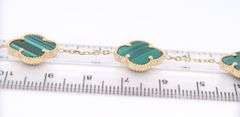 14kt yellow gold malachite five clover bracelet