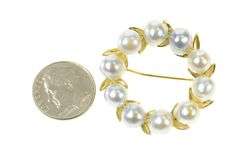 14K Yellow Gold Light Blue Pearl Wreath Statement Pin/Brooch
