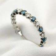 14K WG Blue & White Diamond Band