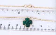 14kt Yellow Gold 3 Clover Malachite Necklace