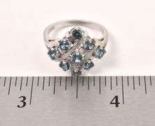 Fabulous 10K White Gold Blue Topaz Gemstone Ring