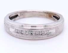 Gent's Channel Set Diamond White Gold Band