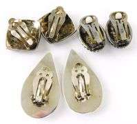 3 Pairs of Sterling Gemstone Clip Earrings