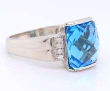 Attractive White Gold 3ct Blue Topaz and Diamond accent Ring