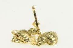 14K Yellow Gold Puffy Heart Love Symbol Dangle Earrings