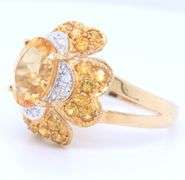 Wonderful Yellow Gold 4.60ctw Citrine and Diamond accent Flower Ring