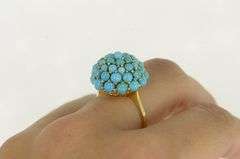 18K Yellow Gold 1950's Domed Turquoise Pave Cocktail Ring