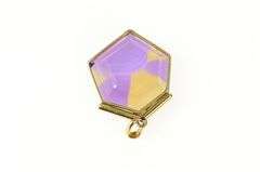 18K Yellow Gold Ornate Hexagonal Ametrine Honey Comb Pendant