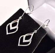 Astounding 10K White Gold Dangle Drop Diamond Earrings