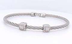 Charriol classique two tone diamond two square station cable bracelet