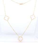 Mother of Pearl 3 Clover Yellow Gold Necklace