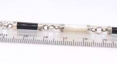 Vintage 925 Sterling Silver Black Onyx and Opal Link Bracelet