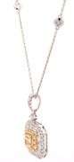 New 0.92ctw Fancy Yellow Diamond and 0.46ctw White Diamond Frame Pendant Necklace in 14K
