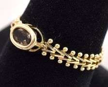 Interesting 14K Yellow Gold Flexible Smokey Quartz Ring