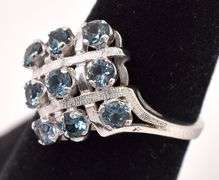 Fabulous 10K White Gold Blue Topaz Gemstone Ring