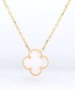 14kt Yellow Gold Mother of Pearl Clover Pendant on Chain
