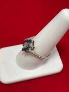 14K WHITE GOLD DIAMOND AND SAPPHIRE RING