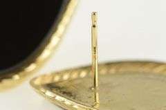 14K Yellow Gold Pear Black Onyx Vintage Retro Stud Earrings