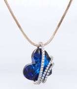 925 Sterling silver heart shpaed glass pendant on snake chain necklace