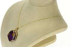 18K Yellow Gold Ornate Hexagonal Ametrine Honey Comb Pendant