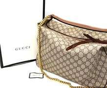 GUCCI, Brown, GG Supreme/Moon Linea A Hobo Shoulder Strap Purse w/ Box & Dust Bag