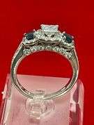 CERTIFIED 14K HITE GOLD DIAMOND AND SAPPHIRE RING