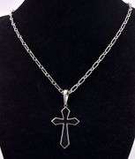Sterling Silver Black Onyx Cross Pendant Necklace