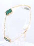 14kt Yellow gold three clover malachite link bracelet