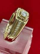 MEN'S CERTIFIED 14K YELLOW GOLD AND DIAMOND RING