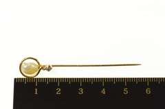 14K Yellow Gold Victorian Pearl Diamond Ornate Twist Stick Pin