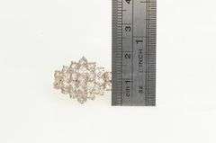 10K Rose Gold Pink CZ Statement Fancy Cluster Ring