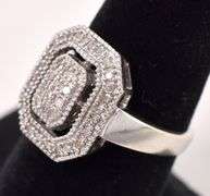 Sparkling 10K White Gold Diamond Cluster Ring
